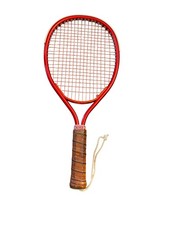 Vintage Ektelon Red Aluminum Racquetball Racket With Leather Grip  Wrist Strap