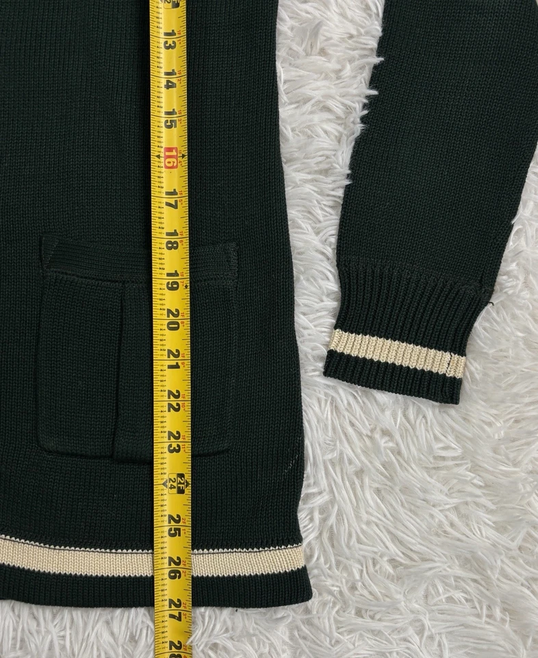 Women’s Ralph Lauren Rugby 100% Cotton Green Cardigan Sweater Size Small - Image 3 of 4