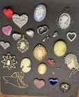 Vintage Costume Lady Cameo Heat Love Charm Pendant Brooch Jewelry Lot