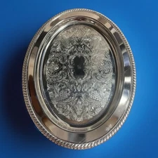 Silver Polished Chrome Serving Platter - Lg.-Shelton-Ware NYC Oval 16"x12" Vtg.