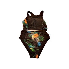 Tropical Floral Swimsuit 2 Piece Bikini Set Small Swimsuit Hi Waist Brief Tank