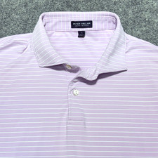 Peter Millar Crown Crafted Polo Shirt Mens XL Lavender Striped Golf Lightweight