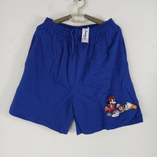 VTG 90s Walt Disney Store Embroidered Mickey Mouse Donald Duck Blue Shorts Sz L