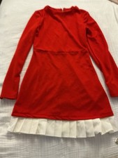 SHEIN Women’s Long Sleeve Red Dress White Ruffle Bottom Euc Size XS