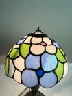 Vintage Style Floral Pattern Iridescent Stained Glass Scalloped Lamp Shade 8.75”