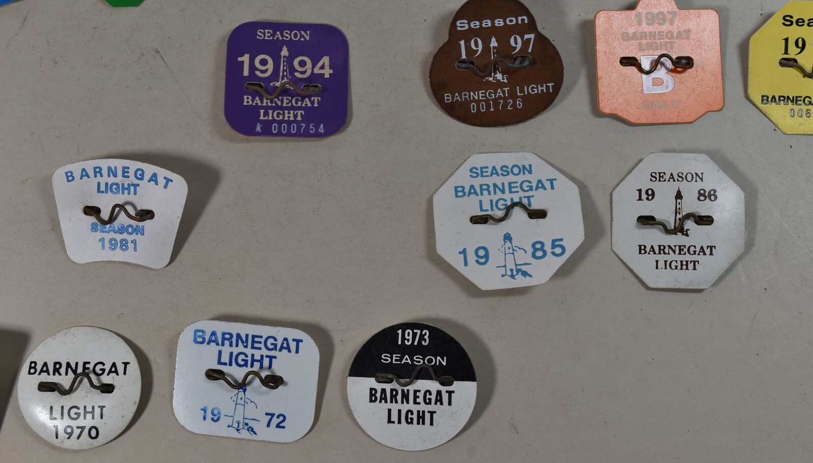 21 Vintage Barnegat Light New Jersey Beach Badges Pins 19702022
