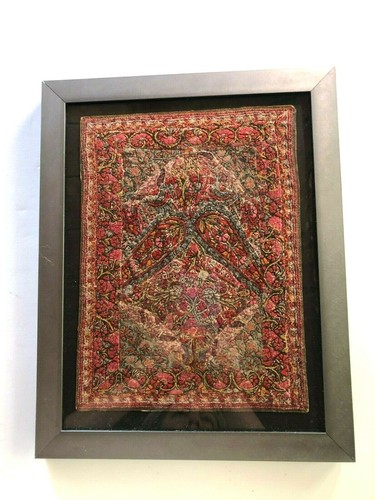 Pair Antique Northern India embroidery textiles Pewter metal Frame behind glass - Picture 7 of 7