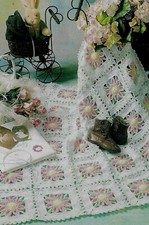 FLORAL BABY AFGHAN NURSERY DECOR DIGEST SIZE CROCHET PATTERN INSTRUCTIONS
