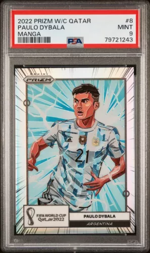 2022 Paulo Dybala Panini Prizm World Cup Manga Argentina Case Hit SSP PSA 9