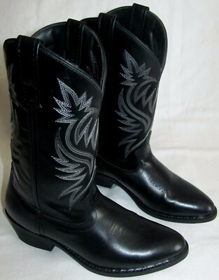 LAREDO WESTERN COWBOY BLACK MENS 9D BOOTS Made In The USA Laredo Black Leather Cowboy Boots Men main image 2
