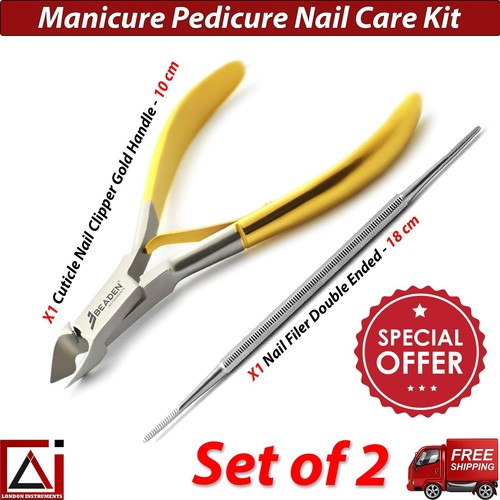 Manicure Pedicure Nail Care Kit Cuticle Nail Nipper Cutter & Nail File Set of 2 - Picture 7 of 7