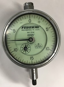 .0005/" Graduation Federal IDS-183 Dial Indicator with Lug Back 0-.075/" Range