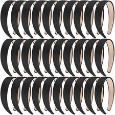 30 Pieces Black Satin Headbands 1 Inch Wide Non-slip Headbands Hair Plain Hea...