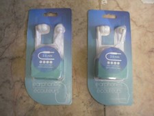 New  2 PK Earphones with 4 Extra Earbud Cover 48 in Cord 3.5 mm Color White