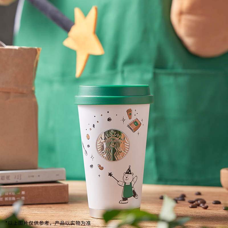 New 2022 China Starbucks Silver Logo Magician Bear 12oz