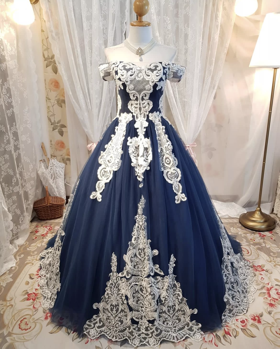 slim fit dress slacks Fancy Navy Blue Maxi Rhinestones Embellished Sweetheart Party Gown main image 0