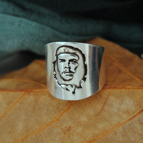 Hecho a mano 999 Plata fina Che Guevara anillo de dedo joyería hecho a mano ajustable - Imagen 2 de 5