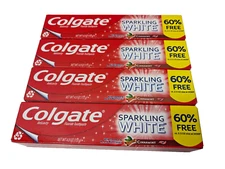 PACK OF 4 Colgate Sparkling White Cinnamint Fluoride Toothpaste, 4 oz. Each