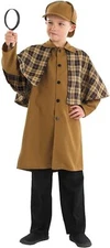 Boys Victorian Detective Costume Kids Historical Sleuth Halloween Fancy Dress