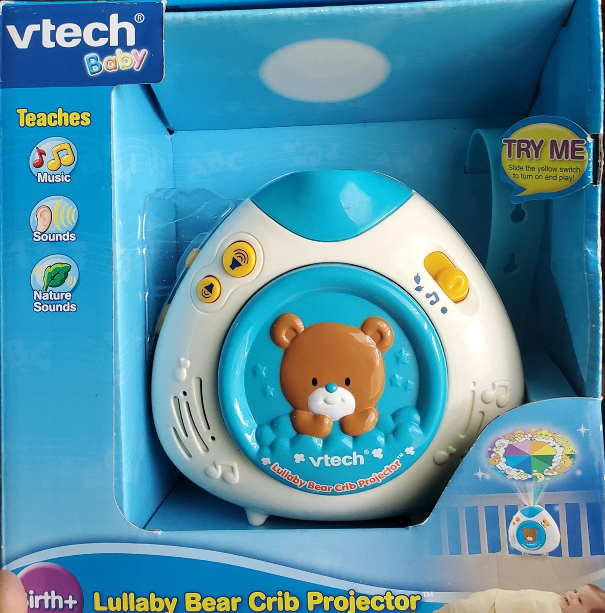 VTech Baby Lullaby Bear Crib Projector Music Nature Sounds New/ Needs  Batteries