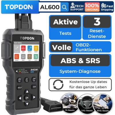 TOPDON AL600 Auto OBD2 Diagnosegerät Scanner Fehler Auslesegerät Aktive Test DHL
