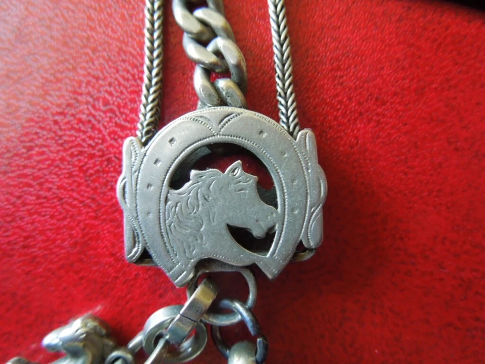 J5105 ANTIGUO RELOJ BOLSILLO ALEMÁN CADENA/ZAPATO DE CABALLO DE LA SUERTE VER DESCRIPCIÓN Foto 3 de 4