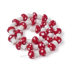 16" Handmade Lampwork Beads Strands Mushroom Smooth Beads Jewelry Making 15x2mm