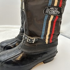 Vtg Arctic Comet Mens Black Navy Insulated Zip Down Snow Boots Sz 7 Snowmobile