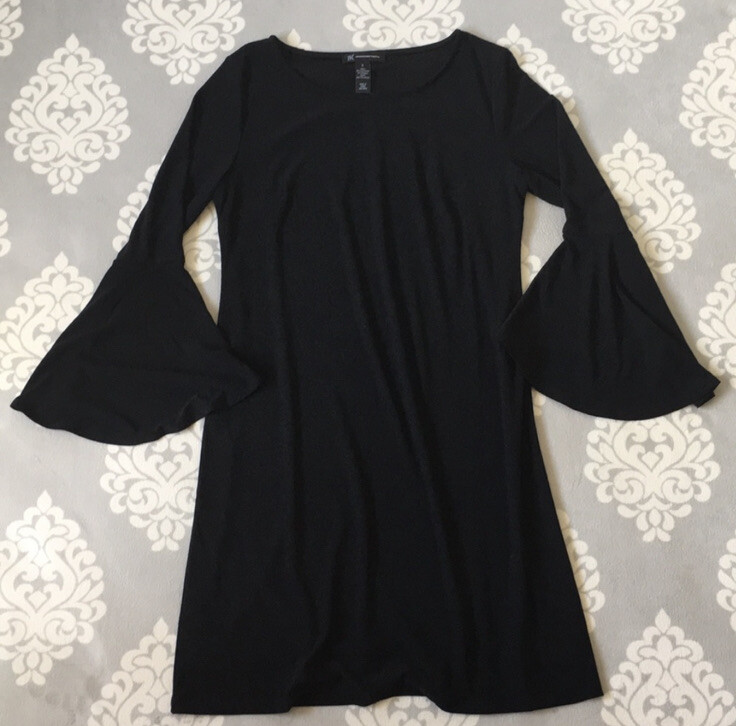 black midi dress with bell sleeves Black Front Cutout Bell Sleeve Ribbed Midi Dress