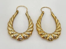 Vintage 9ct Gold Hallmarked Creole Hoop Earrings. Goldmine Jewellers.