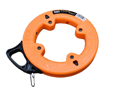 AMGSH 100ft Steel Fish Tape – Heavy Duty Retractable Wire Puller With Red Plastic Housing, Rust-Free, For Conduit & Drywall
