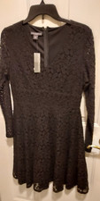 Covington Lace Dress Missy Size 10 Lined Sheer Sleeves Flouncy Skirt