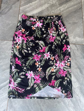 lovely ladies mauvette size 14 black floral pull up wrap over skirt W30-W34