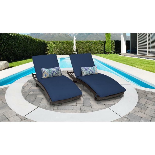 Belle Curved Chaise Set Of 2 Outdoor Wicker Patio Furniture In Navy For Sale Online