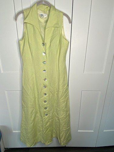 Coldwater Creek Linen Blend Button Down Sleeveless Maxi Dress Women’s Size 10