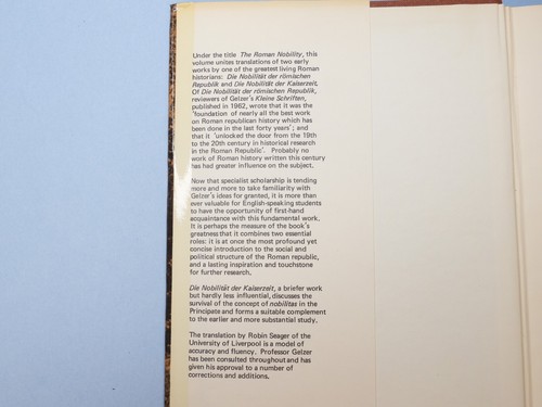 THE ROMAN NOBILITY by Gelzer hardcover 1969 translated from German - Foto 3 di 9