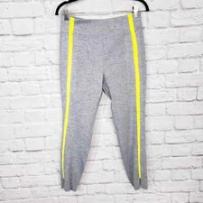ZYIA Gray Neon Tape Light n Luxe Hi-Rise Tuxedo Split Hem Yoga Leggings Sz 12