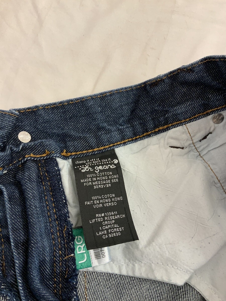 LRG Jeans 42x32 Dark Wash Blue Cotton Md Hong Kong Straight Fit