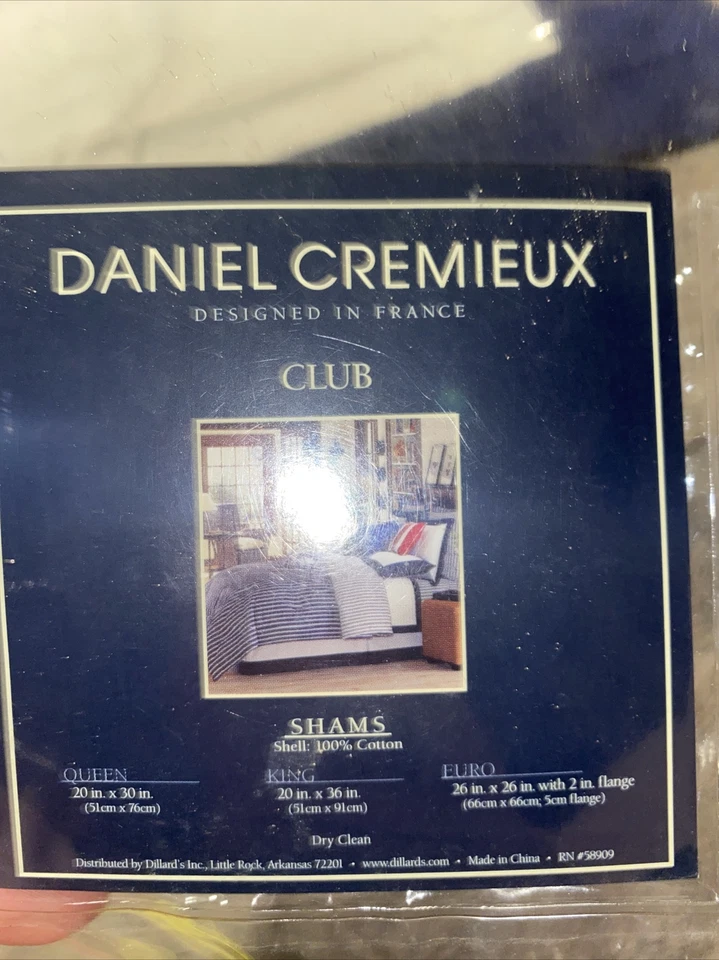 Funda de almohada estándar Daniel Cremieux azul y blanco falsa Foto 2 de 4