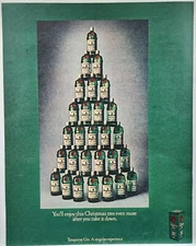 1978 Tanqueray Gin Christmas Tree Vintage Print Ad Man Cave Poster Art 70s