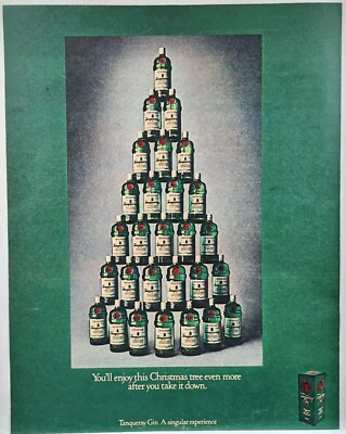 1978 Tanqueray Gin Christmas Tree Retro Original Print Ad Life Magazine 70s