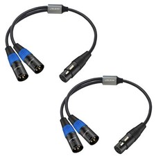 XLR Splitter Cable - Female to Dual Male Y Splitter Mic Cable 1.6 Feet 2Pack