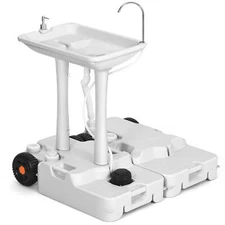 30 L Portable Wash Sink Camping  Washing Station Hand Wash Basin Stand w/ Wheels