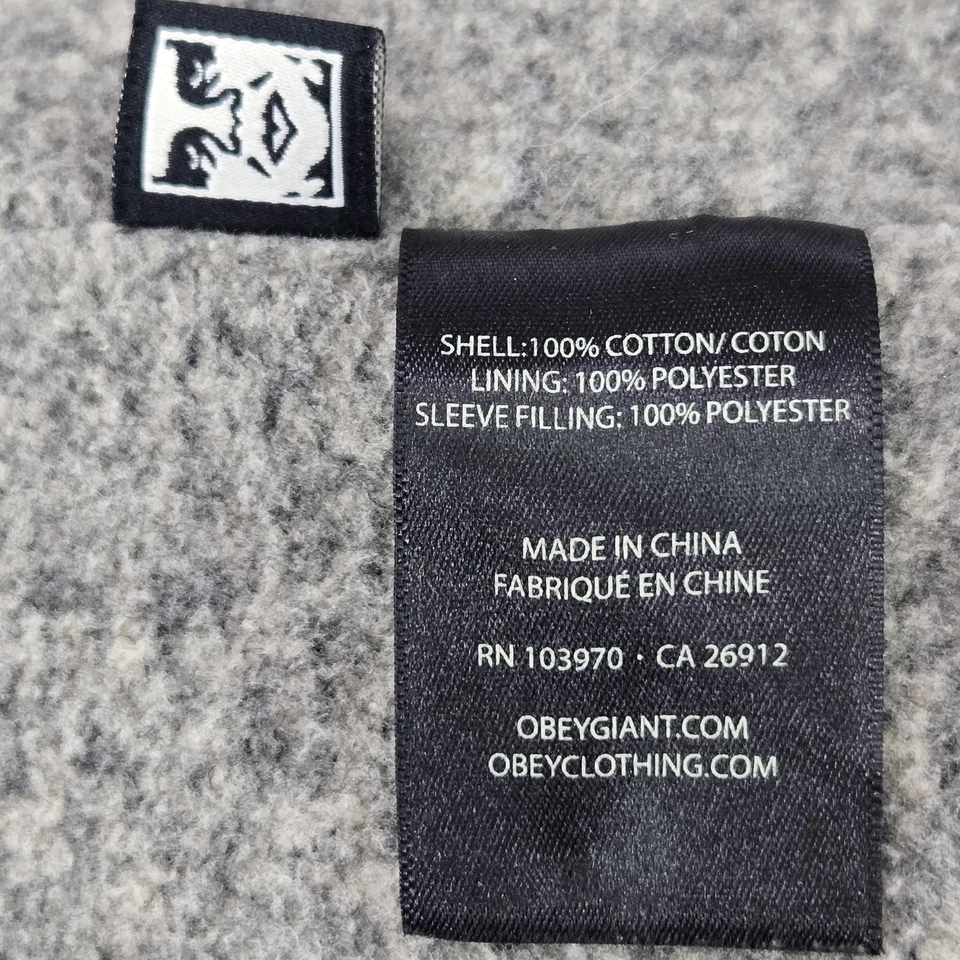 Obey куртка L черный холст логотип молнии длинным рукавом хлопок полиэстер воротник - Изображение 4 из 4
