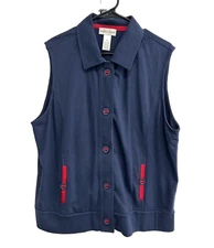 Drapers & Damons Navy Sleeveless Button-Up Vest Sz 1X