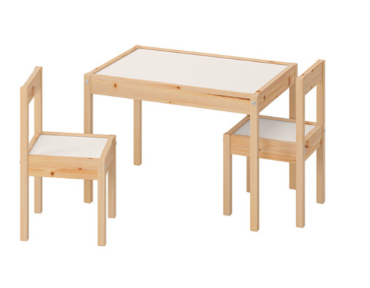 IKEA LÄTT Juego de Mesa/Escritorio y 2 Sillas Infantiles BLANCO/PINO LATT Mesa Infantil NUEVO