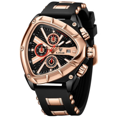 LIGE Men Watch Irregular Triangle Wristwatch Boy Sport Watch Male Silicone Watch