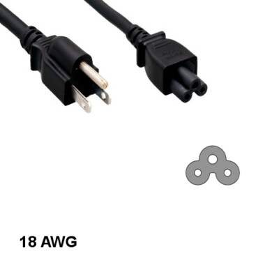 Kentek 1 ft AC Power Cable NEMA 5-15P to IEC-60320 C5 18 AWG 10A 125V Notebook