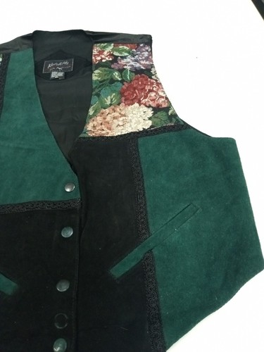 New Vintage Katch Me San Francisco Floral Print Genuine Leather Western Vest Xl - Picture 3 of 5