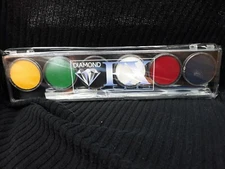 Diamond FX 6 Color Essential Face Paint Palette, 2 Brushes FSM6R